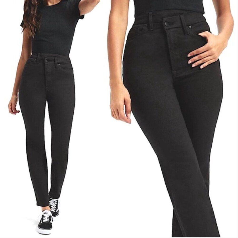 Good American Good Classic Crossover Skinnyish Fit Jeans in Black Size 00/24